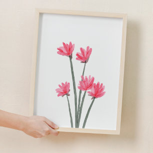 Poster Aquarelle rose Fleur Pépinière Décor De La Salle