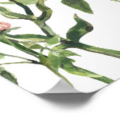 Poster Aquarelle rose Fleur sauvage 1er anniversaire Bien (Coin)