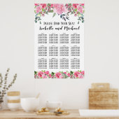 Poster Aquarelle rose Floral 12 tables (Cuisine)