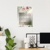 Poster Aquarelle rose Floral Frame Bronze brillant (Bureau à domicile)