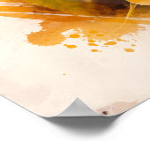 Poster Aquarelle rose jaune simple (Coin)