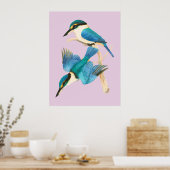 Poster Aquarelle rose Kingfisher Birds (Cuisine)