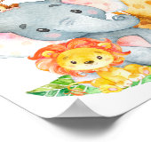 Poster Aquarelle rose mignonne Safari Jungle Animaux (Coin)