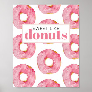 Poster Aquarelle rose moderne douce comme les beignets Ci
