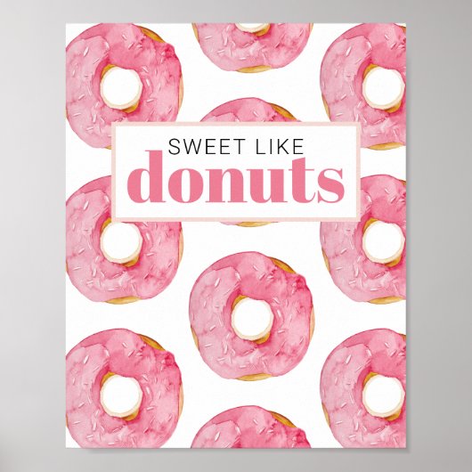 Poster Aquarelle rose moderne douce comme les beignets Ci (Devant)