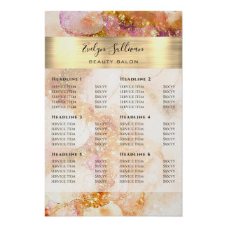 Poster Aquarelle rose or Faux Foil Liste des prix Glossy