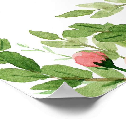 Poster Aquarelle rose pâle mariage (Coin)