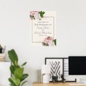 Poster Aquarelle rose pâle Mariage à la crème fleurie Bie (Bureau à domicile)