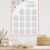 Poster Aquarelle rose Pêche Réception Florale Siège (Cuisine)