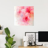 Poster Aquarelle rose Pétale Élégance (Bureau à domicile)