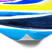 Poster Aquarelle rose pop art bleu (Coin)