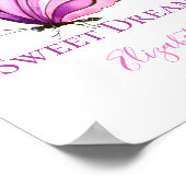 Poster Aquarelle rose pourpre Papillon Nourriture murale (Coin)