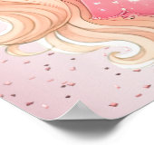 Poster Aquarelle rose princesse Anniversaire (Coin)