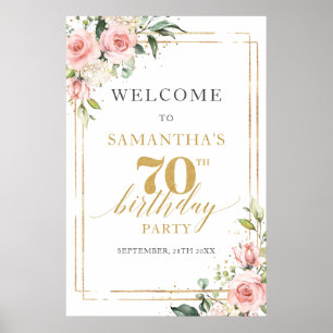 Poster Aquarelle rose rose floral 60e anniversaire bienve