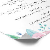 Poster Aquarelle rose rose floral script mariage boissons (Coin)