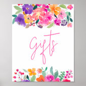 Poster Aquarelle rose rose gras cadeaux de douche (Devant)