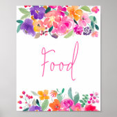Poster Aquarelle rose rose gras douche nuptiale (Devant)