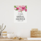 Poster Aquarelle rose Roses Fête des mariées Accueil Post (Cuisine)