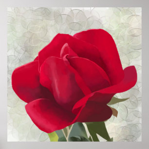 Poster Aquarelle rose rouge 