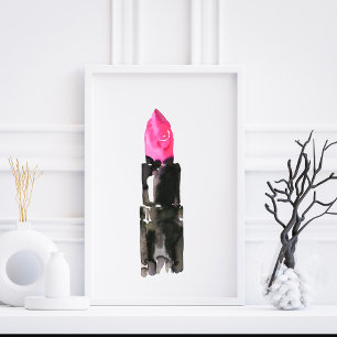 Poster Aquarelle rose rouge à lèvres marque maquillage