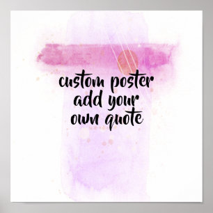 Poster aquarelle rose sur blanc ajouter votre devis perso