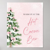 Poster Aquarelle rose Vaches Noël Arbre Hot Cocoa Bar (Devant)