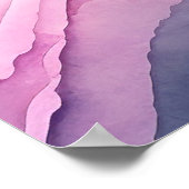 Poster Aquarelle rose Vagues océaniques (Coin)