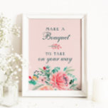 Poster Aquarelle rose vert Bouquet floral Favoriser Signa<br><div class="desc">Aquarelle rose vert Bouquet floral Favoriser Signal</div>
