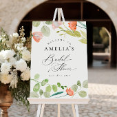 Poster Aquarelle rose vert Fête des mariées Florale Bienv