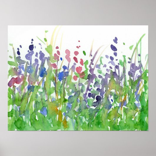 Poster Aquarelle rose violet Fleur sauvage Meadow (Devant)