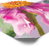 Poster Aquarelle rose violet Fleurs sauvages heureux 60e (Coin)