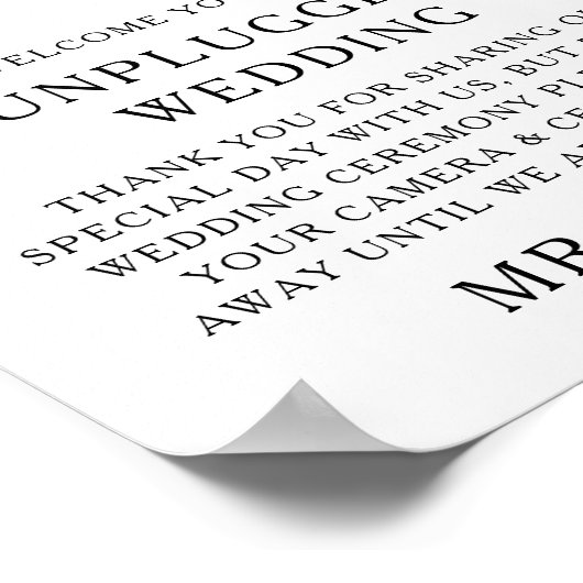 Poster Aquarelle Roses blanches Verdure Mariage débranché (Coin)