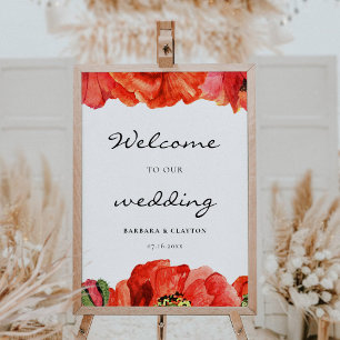 Poster Aquarelle rouge couleurs marque de mariage personn