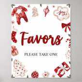 Poster Aquarelle Rouge hiver mignonne Noël Favoriser Sign (Devant)