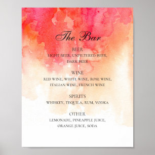 Poster Aquarelle rouge pêche mariage alcool bar