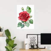 Poster Aquarelle Rouge Rose Art moderne (Bureau à domicile)