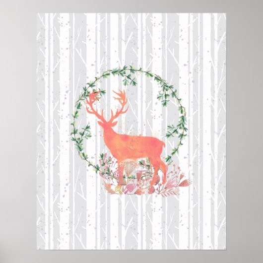 Poster Aquarelle Russe Reindeer Boho (Devant)
