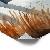 Poster Aquarelle Rustique Automne Automne Arbres Lac Rowb (Coin)