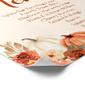 Poster Aquarelle Rustique Automne Citrouille Automne Menu (Coin)