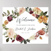Poster Aquarelle Rustique Bloom Mariage Floral Bienvenue (Devant)