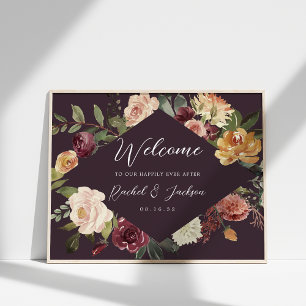 Poster Aquarelle Rustique Bloom Mariage Floral Bienvenue