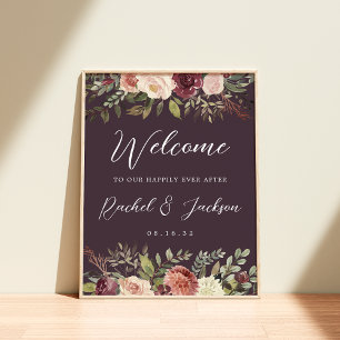Poster Aquarelle Rustique Bloom Mariage Floral Bienvenue