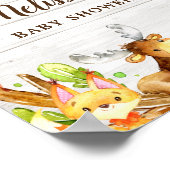 Poster Aquarelle rustique Bois Animaux Bienvenue (Coin)