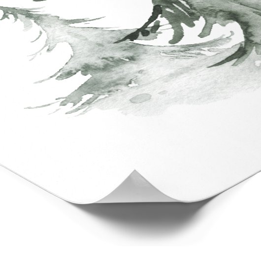 Poster Aquarelle Rustique Fir Trees Forêt hiver (Coin)