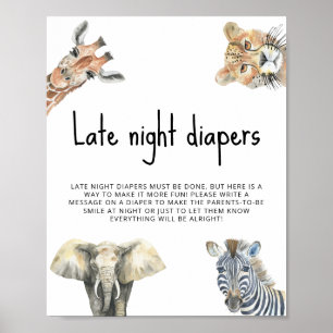 Poster Aquarelle safari animaux - Late Night couches