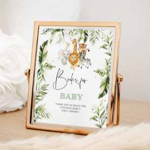Poster Aquarelle safari animaux livres pour bébé