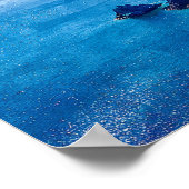 Poster Aquarelle Santorini Grèce Mariage Carte de siège (Coin)