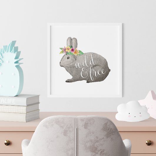Poster Aquarelle sauvage et libre Boho Rabbit