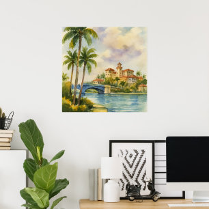 Poster Aquarelle Scénique Historique Boca Raton Floride