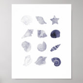 Poster Aquarelle Sea Shell Art nautique (Devant)